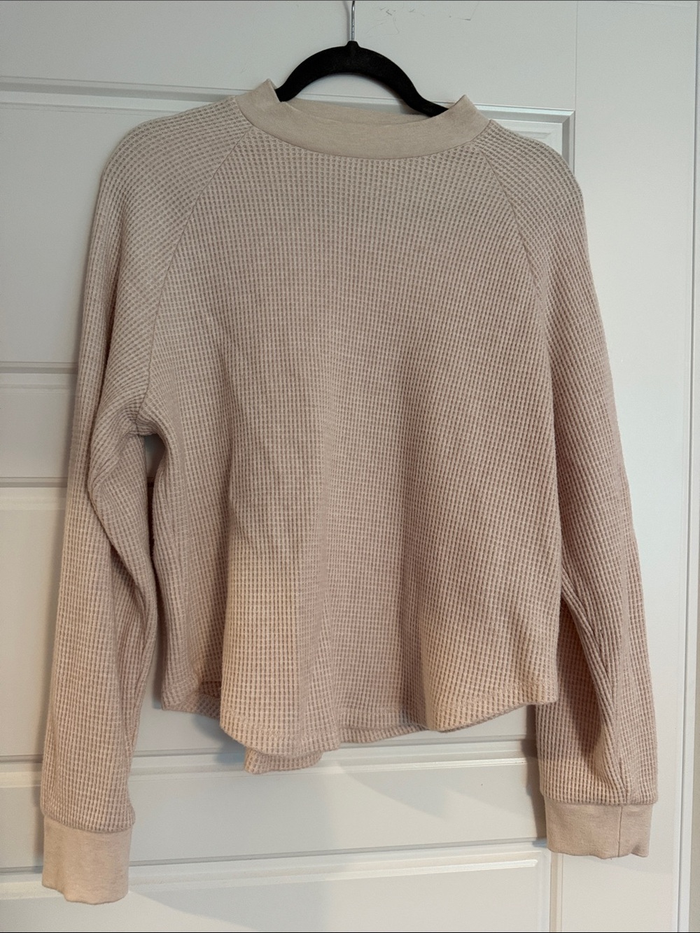 Madewell Waffle-Knit Long Sleeve Top in Light Beige